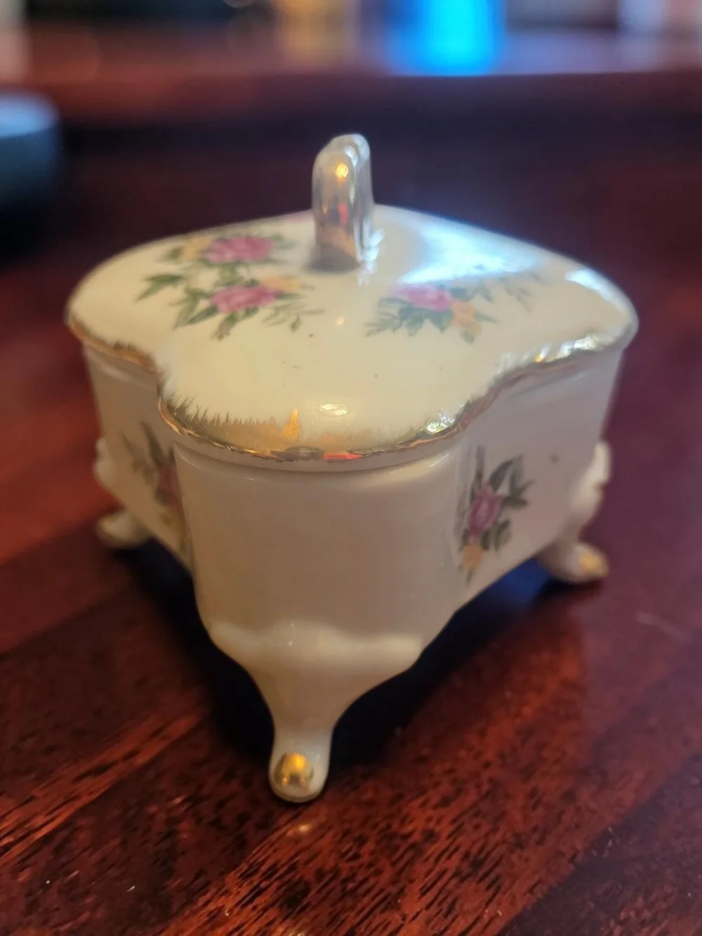 Vintage Arnat Porcelain Footed Trinket Box